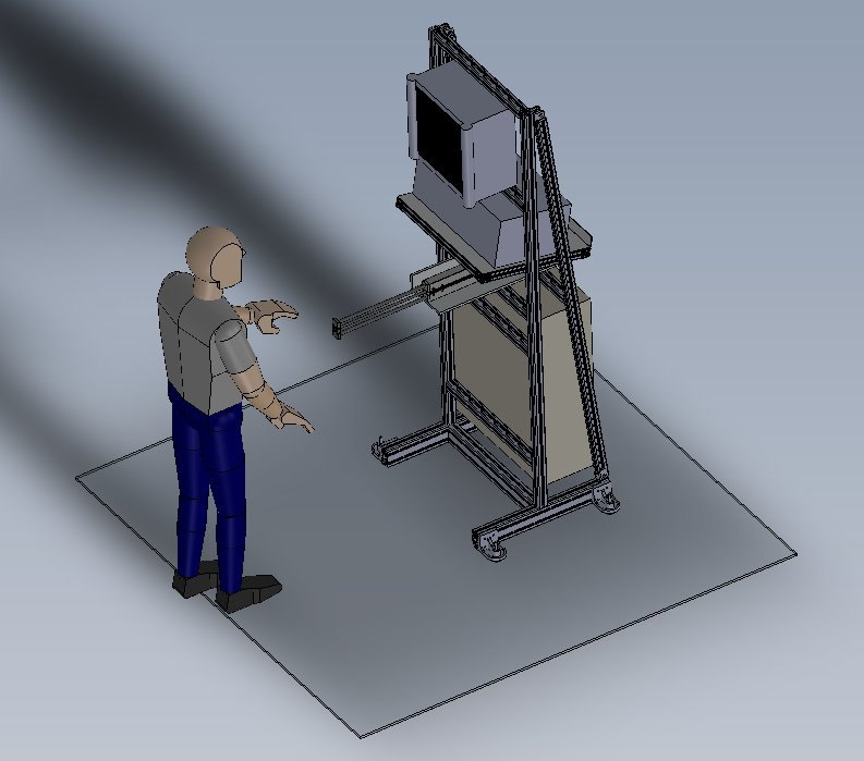 Modèle 3D du pupitre de test avec un opérateur